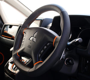 KENSTYLE STEERING WHEEL A-TYPE BLACK LEATHER SILVER STITCH FOR  XA02