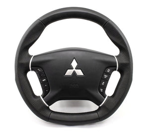 KENSTYLE STEERING WHEEL A-TYPE BLACK LEATHER SILVER STITCH FOR  XA02