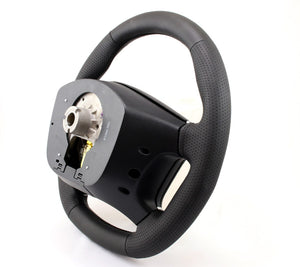 KENSTYLE STEERING WHEEL A-TYPE BLACK LEATHER SILVER STITCH FOR  XA02