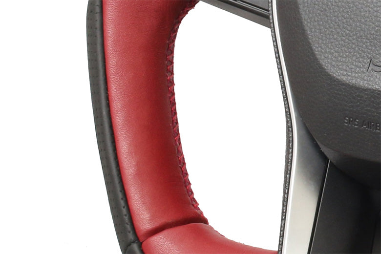 KENSTYLE STEERING WHEEL BLACK LEATHER JAPAN RED LEATHER RED STITCHING FOR TOYOTA COROLLA TOURING NRE210W ZRE212W TD03