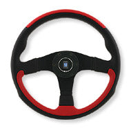 NARDI LEADER LINE BLACK RED LEATHER & BLACK SPOKES 350MM STEERING WHEEL N807