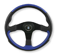 NARDI LEADER LINE BLACK BLUE LEATHER & BLACK SPOKES 350MM STEERING WHEEL N810