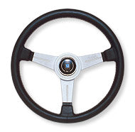 NARDI CLASSIC LEATHER LINE BLACK LEATHER & SILVER SPOKES 380MM STEERING WHEEL N151