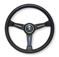 NARDI CLASSIC LEATHER LINE BLACK LEATHER & BLACK SPOKES 360MM STEERING WHEEL N130