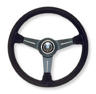 NARDI CLASSIC LEATHER LINE BLACK SUEDE & BLACK SPOKES 360MM STEERING WHEEL N135