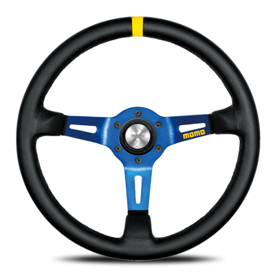 MOMO MOD.08 LEATHER BLUE SPOKE STEERING WHEEL M-59 - Black Hawk Japan
