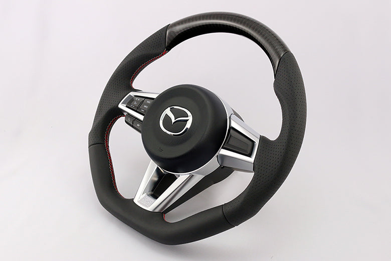 KENSTYLE STEERING WHEEL CARBON LEATHER COMBINATION FOR MAZDA ROADSTER ND5RC NDERC FIAT ABART NF2EK MC03