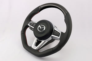 KENSTYLE STEERING WHEEL CARBON LEATHER COMBINATION FOR MAZDA ROADSTER ND5RC NDERC FIAT ABART NF2EK MC03