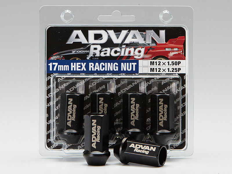 YOKOHAMA ADVAN RACING WHEEL NUT M12X1.25P H17 BL BLACK 4PCS FOR 