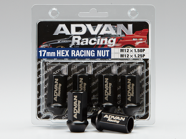YOKOHAMA ADVAN RACING WHEEL NUT M12X1.25P H17 BL BLACK 4PCS FOR