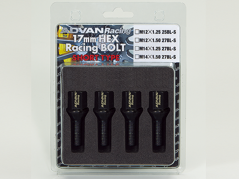 YOKOHAMA ADVAN RACING WHEEL SHORT BOLT M14X1.25P 60 BLACK 4PCS FOR  V0654