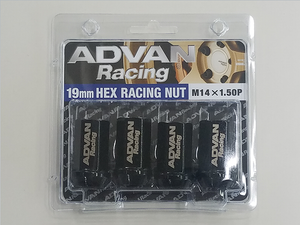 YOKOHAMA ADVAN RACING WHEEL NUT M14X1.50P H19BL BLACK 4PCS FOR  V3047