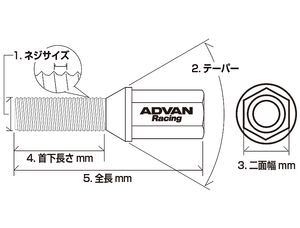 YOKOHAMA ADVAN RACING WHEEL BOLT M12X1.50P 75 BLACK 4PCS FOR  Z9562