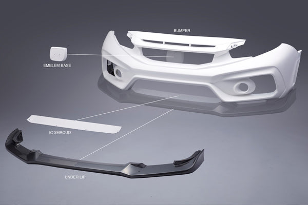 VARIS ARISING-II FRONT BUMPER 4 PIECES FRP, CARBON FOR HONDA CIVIC TYPE R FK8 VAHO-020