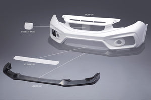 VARIS ARISING-II FRONT BUMPER 4 PIECES FRP, CARBON FOR HONDA CIVIC TYPE R FK8 VAHO-020