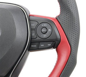 KENSTYLE STEERING WHEEL BLACK LEATHER JAPAN RED LEATHER RED STITCHING FOR TOYOTA COROLLA TOURING NRE210W ZRE212W TD03