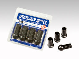 RAYS RACING SERIES 17HEX L48 RACING NUT SET (LONG-THROUGH TYPE) 4 PACK M12X1.25 FOR  7413-BLACK-M12-1-25-5