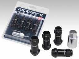 RAYS RACING SERIES 17HEX L48 RACING NUT TYPE LOCK SET (LONG-THROUGH TYPE) M12X1.5 FOR  7413-BLACK-M12-1-5-9