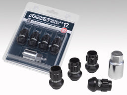 RAYS RACING SERIES 17HEX L35 RACING NUT TYPE LOCK SET (MEDIUM-PENETRATION TYPE) M12X1.5 FOR  7413-BLACK-M12-1-5-8