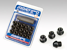 RAYS RACING SERIES 17HEX L25 RACING NUT SET (SHORT-THROUGH TYPE) 16 PACK M12X1.25 FOR  7413-BLACK-M12-1-25-1