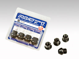 RAYS RACING SERIES 17HEX L25 RACING NUT SET (SHORT-THROUGH TYPE) 4 PACK M12X1.25 FOR  7413-BLACK-M12-1-25-2