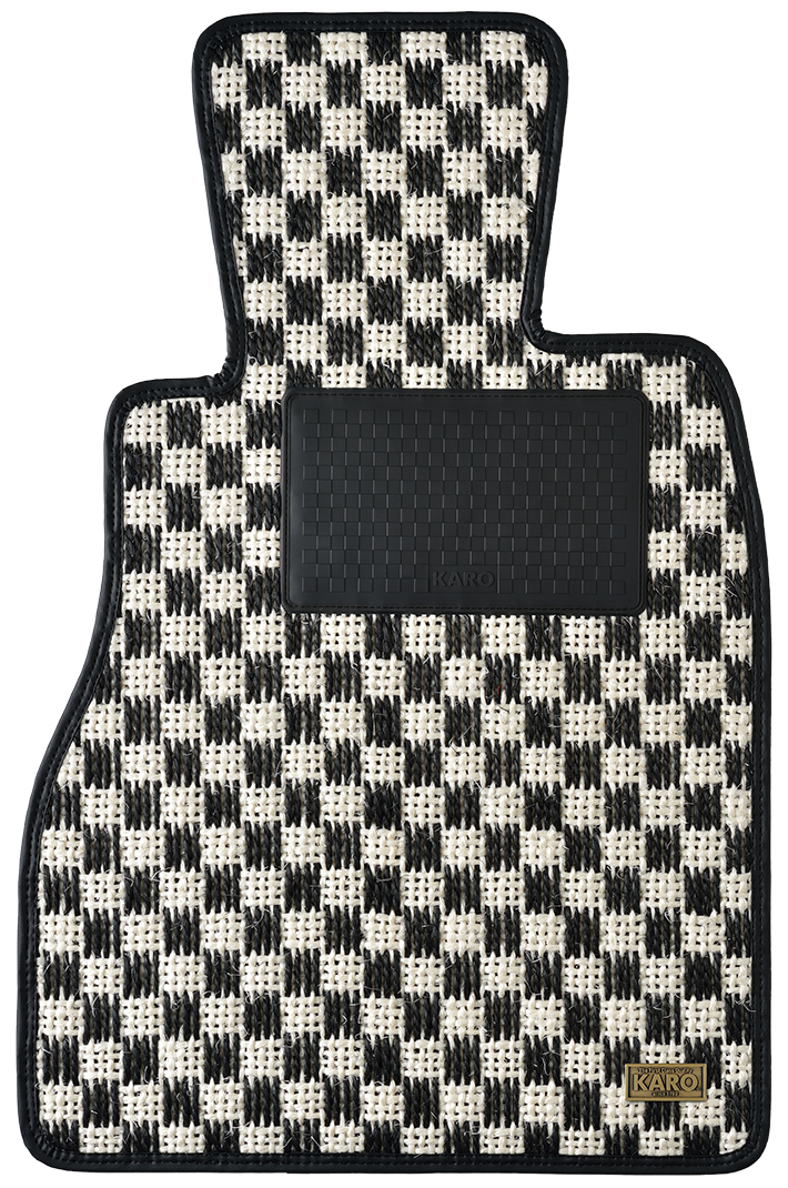 KARO SISAL WHITE BLACK FLOOR MATS FOR HONDA FIT GE AT SISAL-2836-WHBK