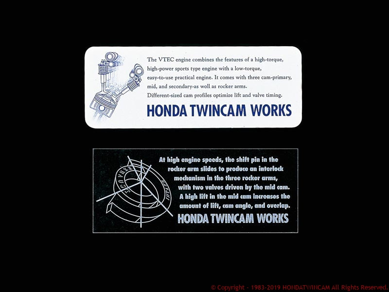 FEEL'S HONDA TWINCAM HONDA TWIN CAM WORKS STICKER MECHANISM DESIGN 36mmx100mm FOR  Feels-00961