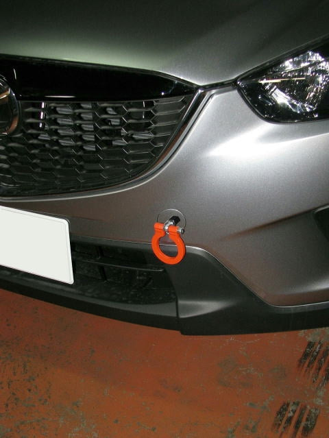 KAWAI WORKS FRONT TYPE FOLDABLE TOW HOOK FOR MAZDA CX-5 KE  MA0450-RFF-88 - Black Hawk Japan