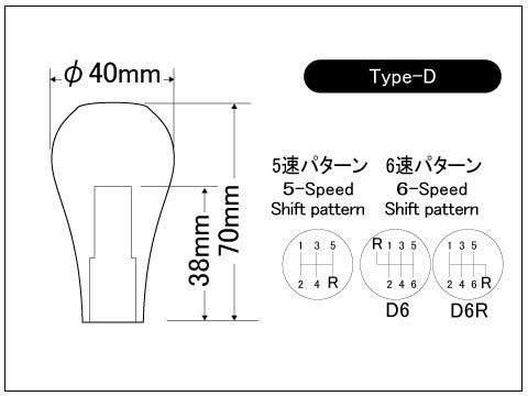 LAILE BEATRUSH JURACONR GEAR KNOB TYPE D M12x1 25P 5S WHITE A91212W-D5